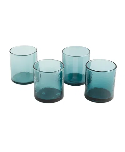 Creative Women Handblown Hammered Glasses, Set Of 4 In Blue