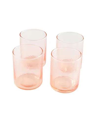 Creative Women Handblown Hammered Glasses, Set Of 4 In Pink