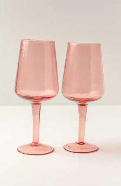 Creative Women Handblown Hammered Wine Glasses In Pink