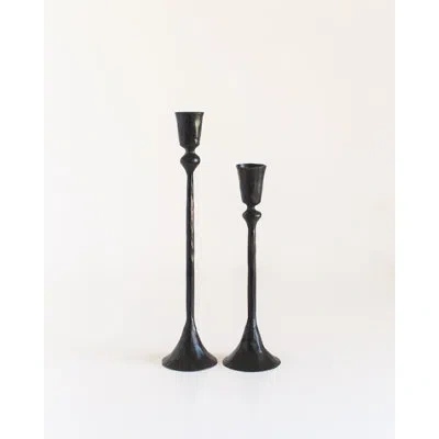 Creative Women Phoenix Candlesticks Set Of 2 - Brass Finish In Black