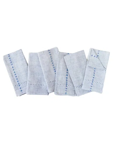 Creative Women Pulled Cotton Napkins, Set Of 4 In Blue