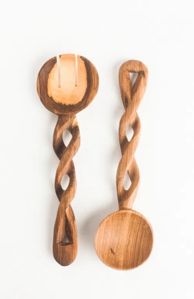 Creative Women Spiral Salad Servers In Natural