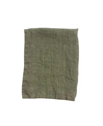 Creative Women Stone Washed Linen Tea Towel In Green
