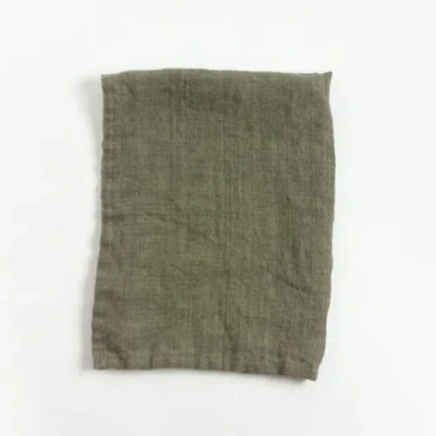 Creative Women Stone Washed Linen Tea Towel In Sage