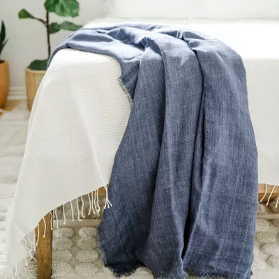 Creative Women Stone Washed Linen Throw Blanket In Yellow
