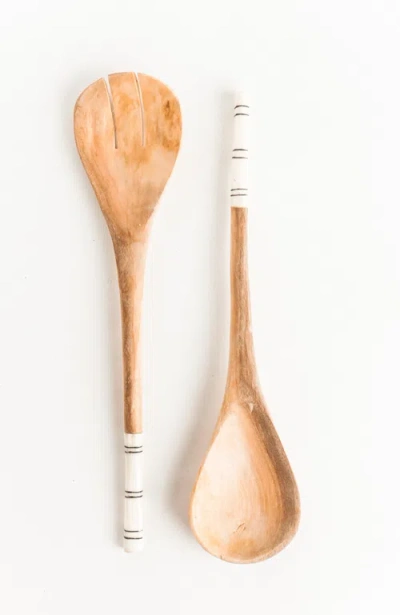 Creative Women Striped Salad Servers In Natural