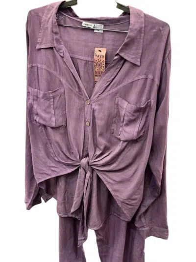 Creative Wraps Women's Shirt & Capri 2 Piece Set In Raisin In Red