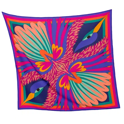 Creature Marseille Women's Black / Green / Yellow Carnaval - Night - The Scarf In Silk And Cotton / Design In France - In Black/green/yellow