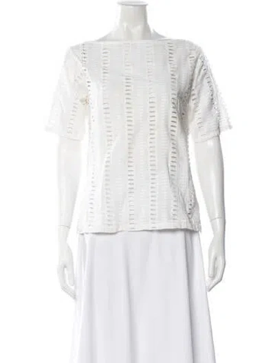 Pre-owned Creatures Of Comfort Bateau Neckline Short Sleeve Top In White
