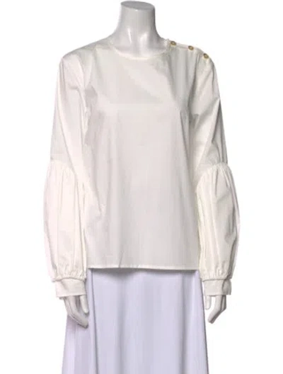 Pre-owned Creatures Of Comfort Crew Neck Long Sleeve Blouse In White