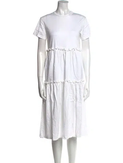 Pre-owned Creatures Of Comfort Crew Neck Midi Length Dress In White
