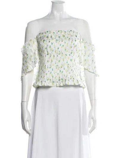 Pre-owned Creatures Of Comfort Floral Print Off-the-shoulder Crop Top In Multi