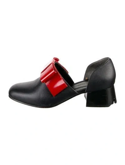 Pre-owned Creatures Of Comfort Leather Colorblock Pattern Mules In Black