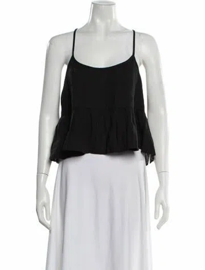 Pre-owned Creatures Of Comfort Linen Scoop Neck Crop Top In Black
