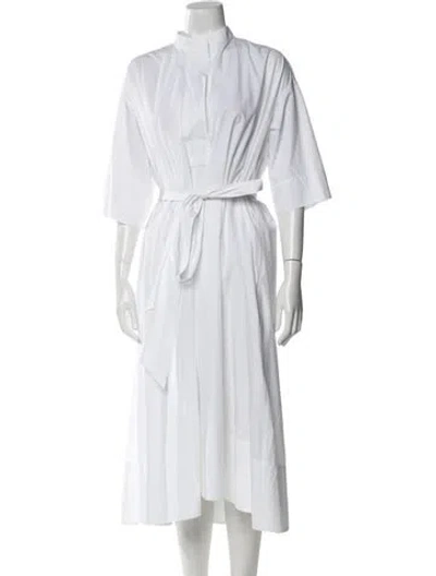 Pre-owned Creatures Of Comfort Mock Neck Midi Length Dress In White