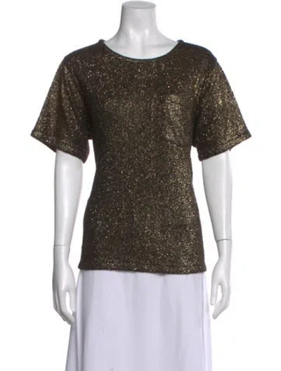 Pre-owned Creatures Of Comfort Patterned Crew Neck Top In Gold