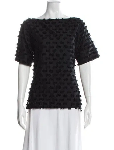 Pre-owned Creatures Of Comfort Patterned Off-the-shoulder Top In Black
