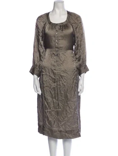 Pre-owned Creatures Of Comfort Printed Midi Length Dress In Gray