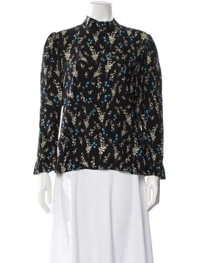 Pre-owned Creatures Of Comfort Silk Floral Print Blouse In Black