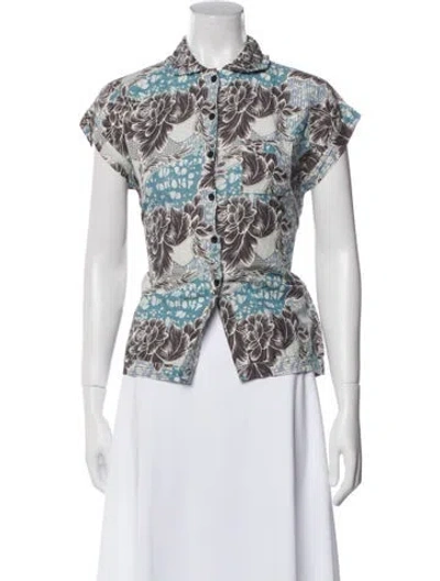Pre-owned Creatures Of Comfort Silk Floral Print Button-up Top In Multi