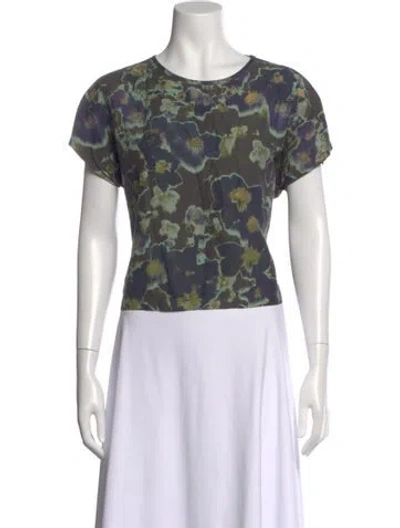 Pre-owned Creatures Of Comfort Silk Floral Print Top In Gray