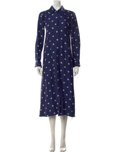 Pre-owned Creatures Of Comfort Silk Midi Length Dress In Blue