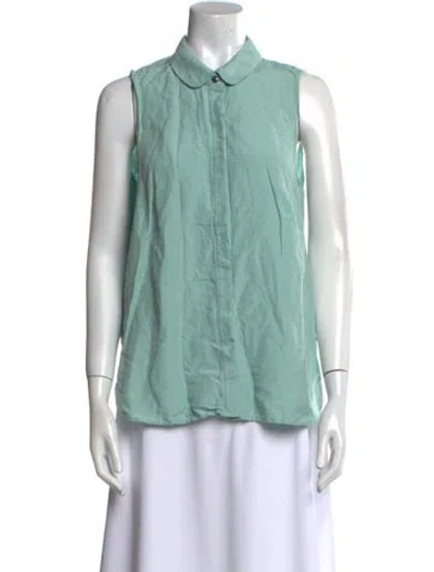 Pre-owned Creatures Of Comfort Silk Sleeveless Button-up Top In Green