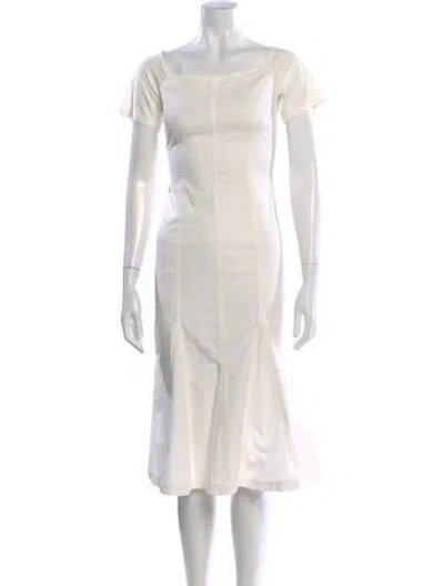 Pre-owned Creatures Of Comfort Square Neckline Midi Length Dress In White