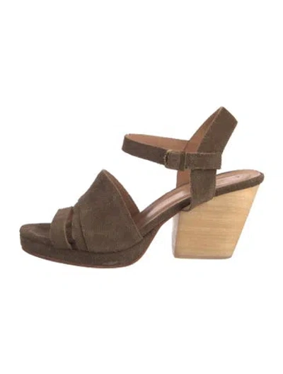 Pre-owned Creatures Of Comfort Suede Colorblock Pattern Sandals In Green