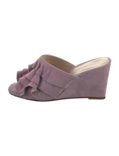 Pre-owned Creatures Of Comfort Suede Ruffle Embellishment Slides In Purple