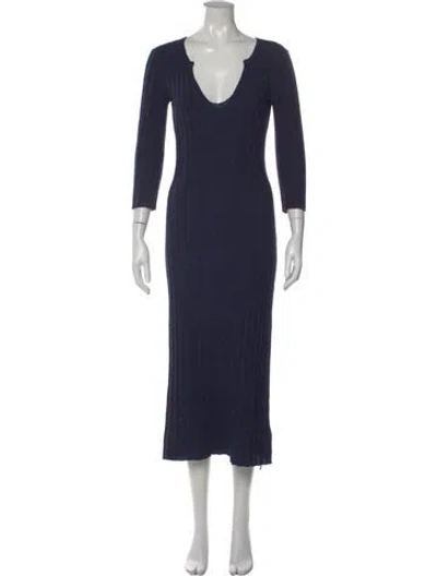 Pre-owned Creatures Of Comfort V-neck Long Dress In Blue