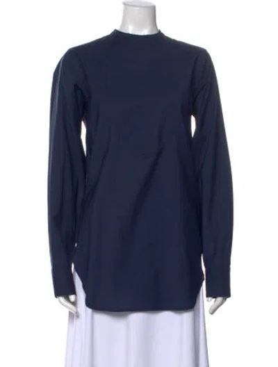 Pre-owned Creatures Of Comfort Wool Mock Neck Top In Blue