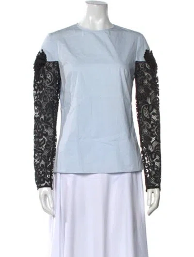 Pre-owned Creatures Of The Wind Lace Pattern Crew Neck Top In Blue