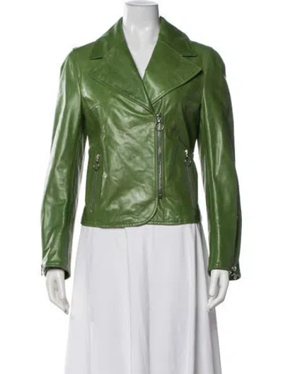 Pre-owned Creatures Of The Wind Leather Biker Jacket In Green