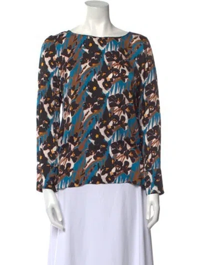 Pre-owned Creatures Of The Wind Printed Bateau Neckline Blouse In Multi