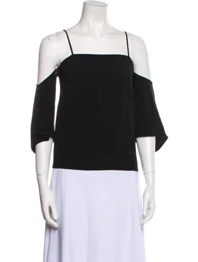 Pre-owned Creatures Of The Wind Square Neckline Three-quarter Sleeve Crop Top In Black