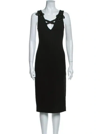 Pre-owned Creatures Of The Wind Tie Neck Midi Length Dress In Black