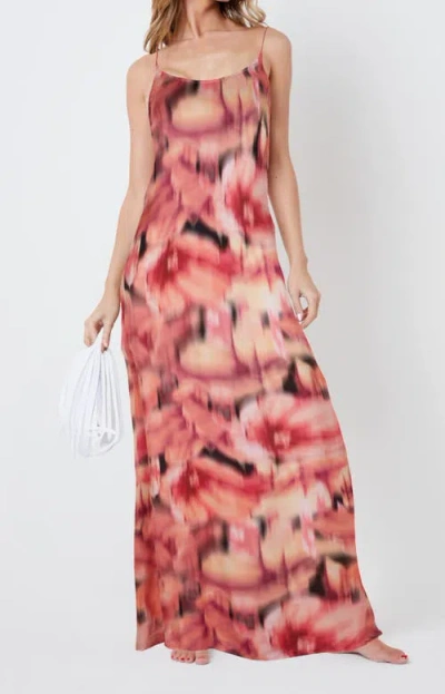 Creea The Label Abstract Print Spaghetti Strap Backless Maxi Dress In Sunset
