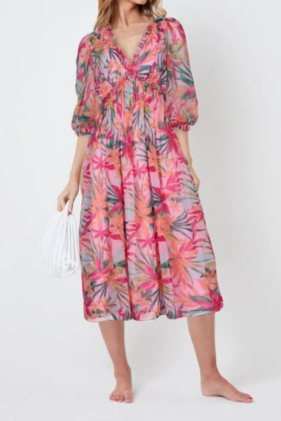 Creea The Label Floral Print Empire Waist Midi Dress In Tropical