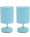 Creekwood Home 10.24" Traditional Mini Round Rock Table Lamp 2 Pack Set In Blue