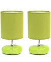 Creekwood Home 10.24" Traditional Mini Round Rock Table Lamp 2 Pack Set In Green
