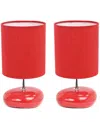 Creekwood Home 10.24" Traditional Mini Round Rock Table Lamp 2 Pack Set In Red