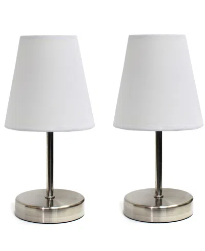 Creekwood Home 10.5" Metal Iconic Duo Mini Sand Nickel Table Lamp Set