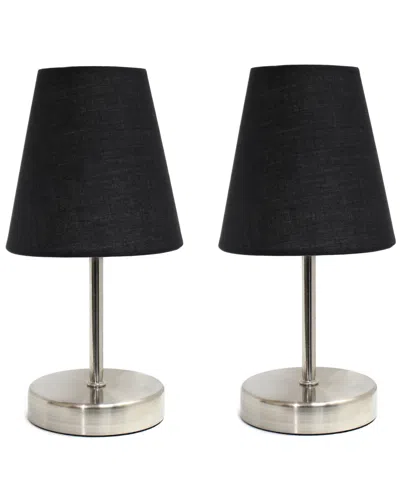 Creekwood Home 10.5" Metal Iconic Duo Mini Sand Nickel Table Lamp Set
