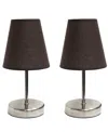 Creekwood Home 10.5" Metal Iconic Duo Mini Sand Nickel Table Lamp Set