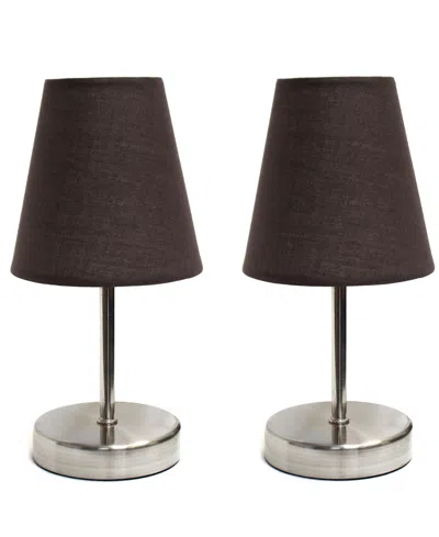 Creekwood Home 10.5" Metal Iconic Duo Mini Sand Nickel Table Lamp Set