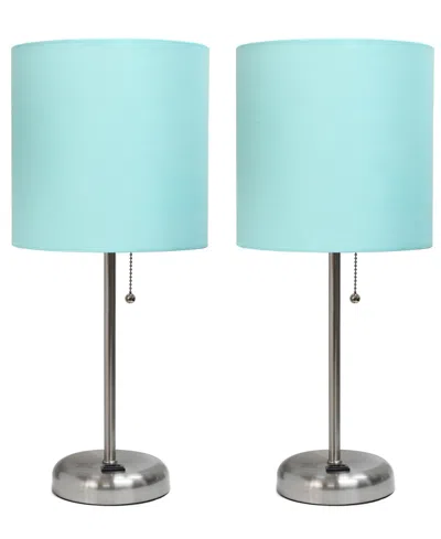CREEKWOOD HOME 19.5" METAL OSLO CONTEMPORARY BEDSIDE DUO TABLE LAMP SET