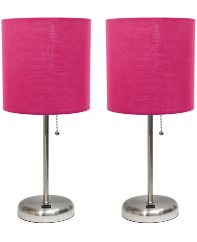 CREEKWOOD HOME 19.5" METAL OSLO CONTEMPORARY BEDSIDE DUO TABLE LAMP SET