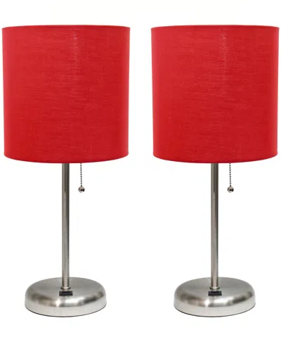 CREEKWOOD HOME 19.5" METAL OSLO CONTEMPORARY BEDSIDE DUO TABLE LAMP SET