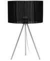 Creekwood Home 19.69" Contemporary Brushed Nickel Pedestal Table Lamp In Brushed Nickel,black